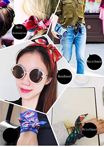 10 Pieces Square Scarf Women Pattern Printing Silk Satin Hair Headband Handkerchief Head Scarf 50 x 50 cm (Random Colour)2