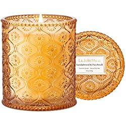 La Jolíe Muse Velas Aromáticas Sándalo y Pachulí, Velas Decorativas para el Hogar, Velas de Regalo Dia de la Madre, 55 Horas de Combustión 230g