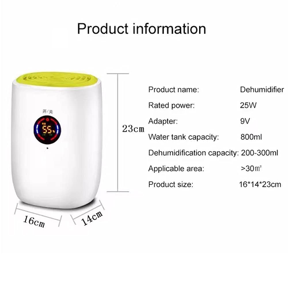 Mini Deshumidificador de Aire, Deshumidificador Eléctrico Portátil, Deshumidificador Purificador de Aire, 800Ml con Indicador LED, Ultra Silencioso, Puede Purificar El Aire