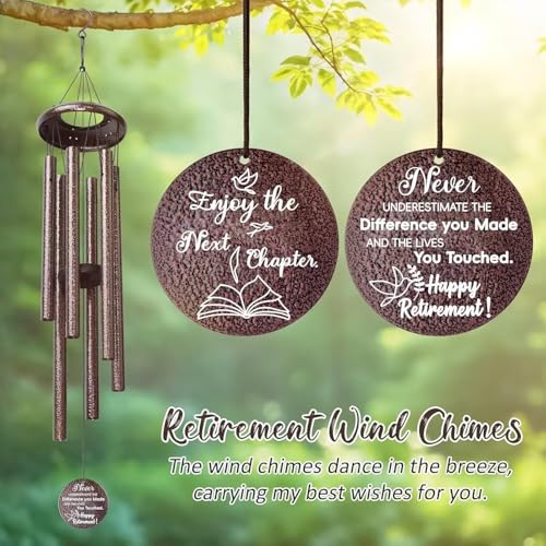 Image of Retirement Gift for Woman Men, 25 inch Wind Chimes Retired Gifts, Happy Retirement Gifts for Women, Coworker, Boss, Teacher, Nurses, Friends, Going Away Farewell Gift Ideas Retirement Decorations