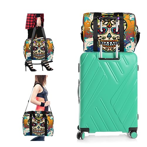 Day Of The Dead Skull Weekender Bag, Waterproof Travel Duffel Bags, Overnight Bags for Women, Duffel Bag with Trolley Sleeve, For Men Travel Business Gym Gift2