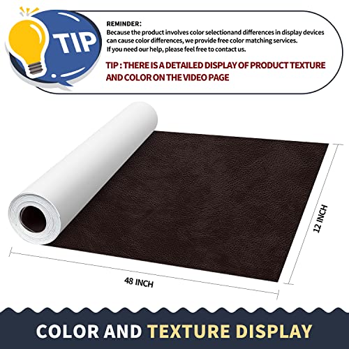 Image of ONine Leather Repair Patch, Leather Repair Tape, 12 x 48 Inches Self-Adhesive Couch Patch, Waterproof, Wear-Resistant, for Furniture, Drivers Seat, Sofas, Car Seats(Dark Brown)