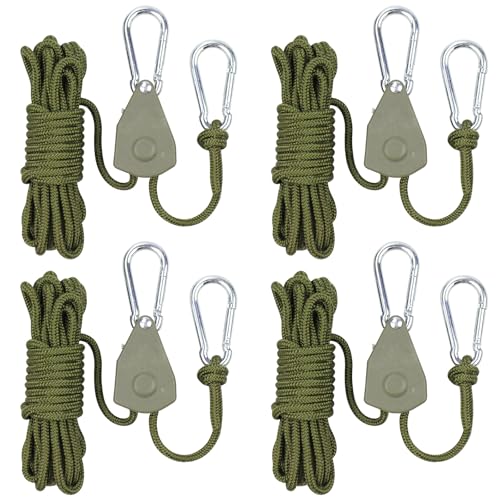 4PCS Reflective Tent Guy Ropes, 4 mm Tent Camping Cord with Pulley, 5M Heavy Duty Guide Buckle Rope with Aluminum Adjuster, Tent Guy Ropes for Awning Outdoor Tent Tarp Hiking Awning Picnicse – G