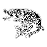 Pike Fish Sticker - 5' Laptop Sticker - Waterproof Vinyl for Car, Phone, Water Bottle - Pike Decal