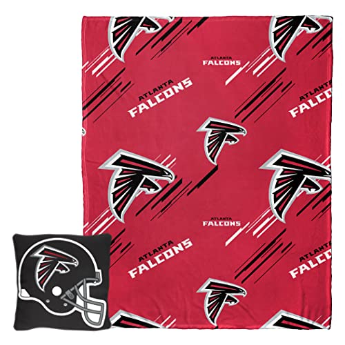 NORTHWEST NFL Slashed Pillow 14X14 and Throw Blanket 40X50 Set with Back Pocket, Atlanta Falcons
