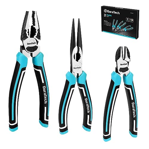 DURATECH 3PCS Plier Set, Premium Cr-V Construction, Including 8