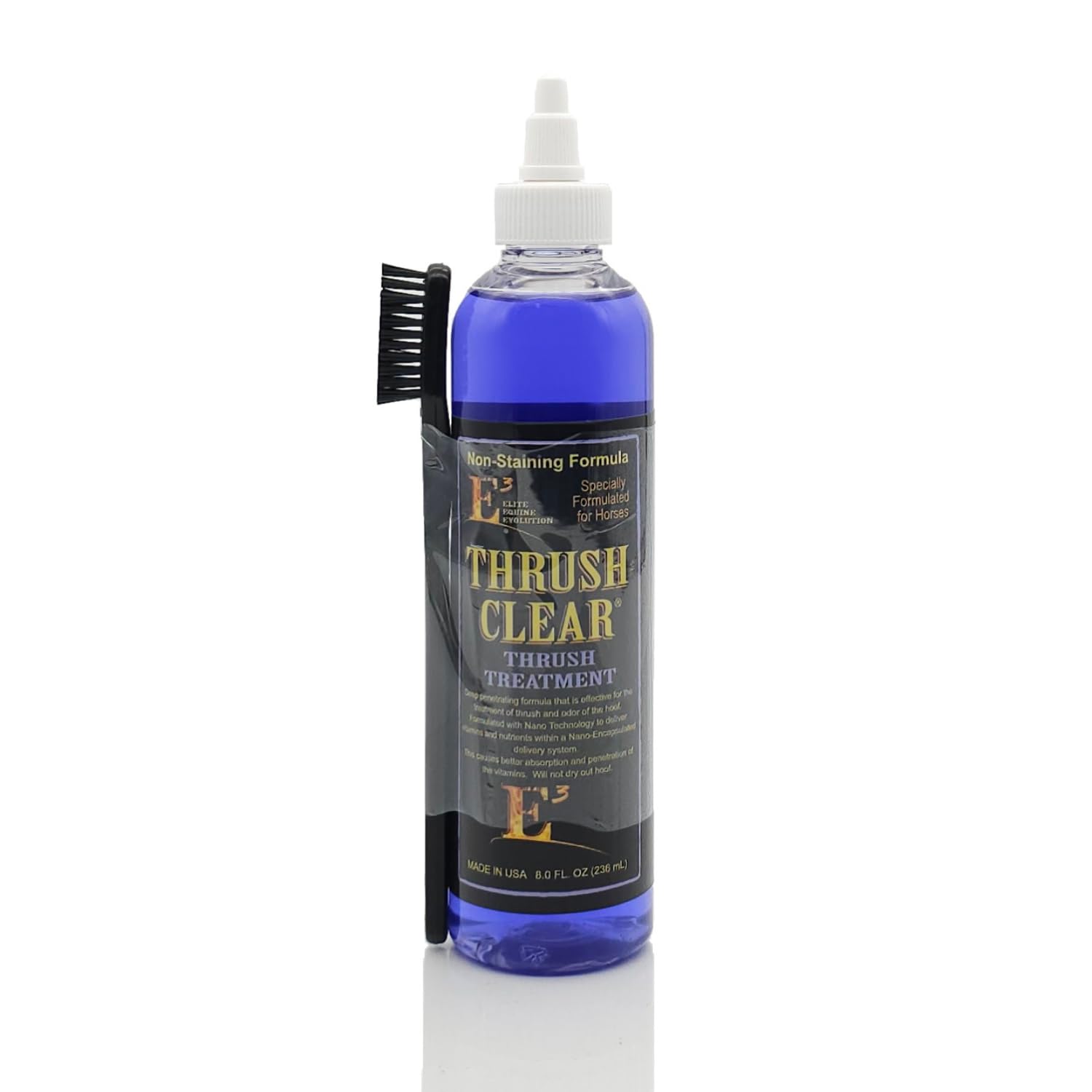 E3 Thrush Clear Treatment - 8 oz - Powerful Solution for Equine Hoof Thrush - Promotes Healthy Hoof Recovery - Prevents Future Infections - Safe for Regular Use