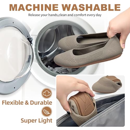 Puxowe Women’s Ballet Flat Shoes Round Toe Knit Slip On Ballerina Walking Flats Dress Shoes for Women4