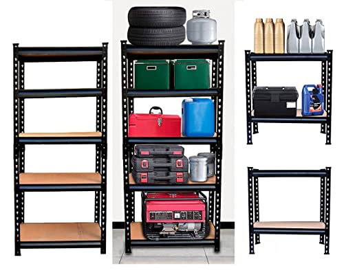 Image of Blue boy BLUEBOY 60 * 24 * 12-5 Shelf Black Matte Finish Adjustable Shelving Unit Storage Utility Display Rack Steel Boltless Rivet Rack