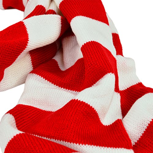 TrendsBlue Soft Knit Striped Scarf - Red & White2