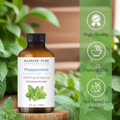 Image of Majestic Pure Peppermint Essential Oil for Diffuser - 4 Fl Oz (Pack of 2) | 100% Natural Essentials Oils for home fragrance, diffuser use, massage, DIY candles, DIY soaps, Aromatherapy