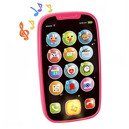 HOLA Baby Cell Phone Toys for 1 Year Old Girl, My First Learning Baby Phone Toy, Lights Music Play Phone for Babies Kids Toddlers Learning Educational Gifts, Pink