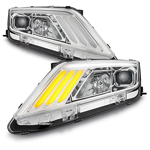 AKKON - For 2010-12 Ford Fusion LED Daytime Running Light Bar Projector Headlights w/Sequential Turn Signal Chrome Set