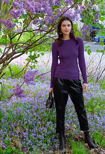Image of v28 Women Crew Neck Knit Stretchable Elasticity Long Sleeve Sweater Jumper Pullover