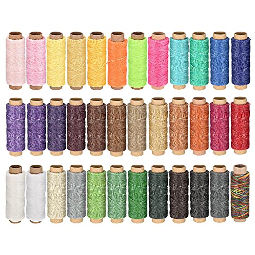 Set de hilo encerado para coser cuero 55 yardas 1mm poliéster miniatura 1