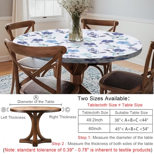 Round Tablecloth Waterproof Fitted Table Cloth Summer Fall Outdoor Circle Cover for 36-44" Tables Dining Kitchen Apartment Set Long Trips Car Travel Essentials Kids Party Decor Gifts