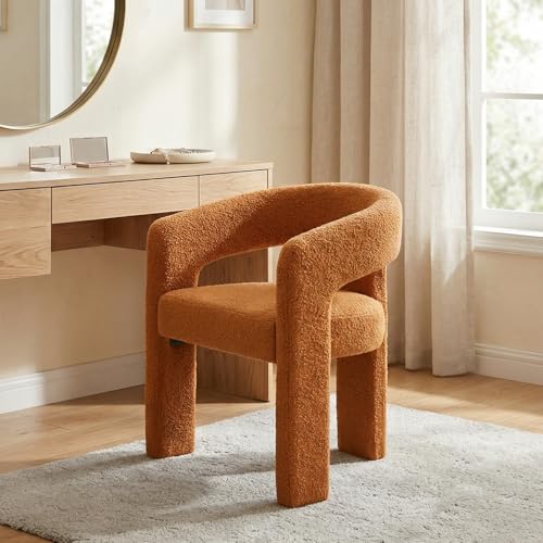 Image of HNY Modern Sherpa Barrel Single Dining Chair, Orange