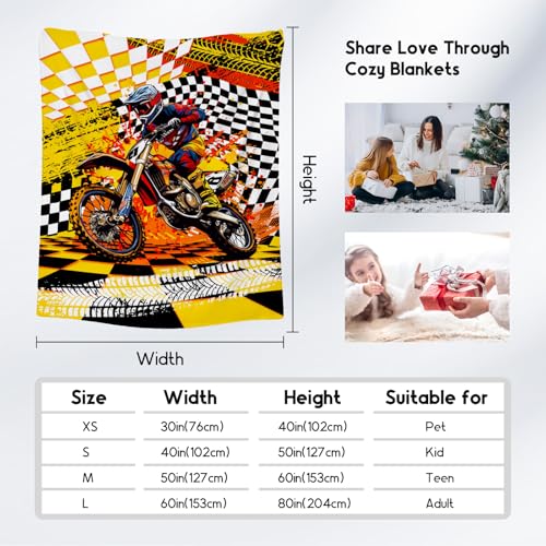 Blanket for Boys, Dirt Bike Blanket for Kids, Toddler Throw Gifts, Cool Plush Throw for Men & Adults, 60"x80"