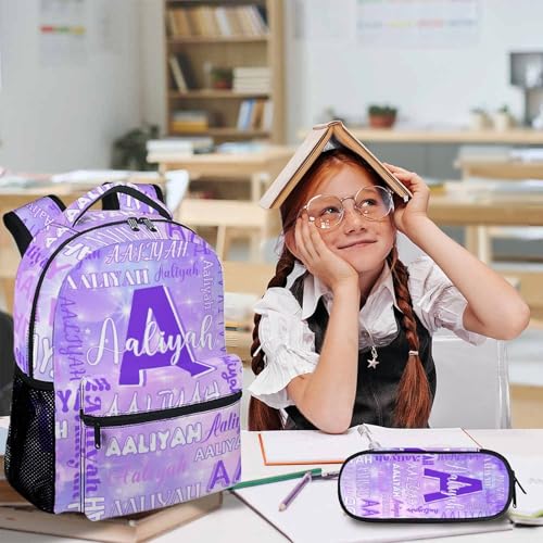 Backpack for Kids Girls, Set of 3 Personalized Name Bookbag for School, 17 Inch Lightweight Custom Backpacks for Kindergarten Elementary Primary Middle College2