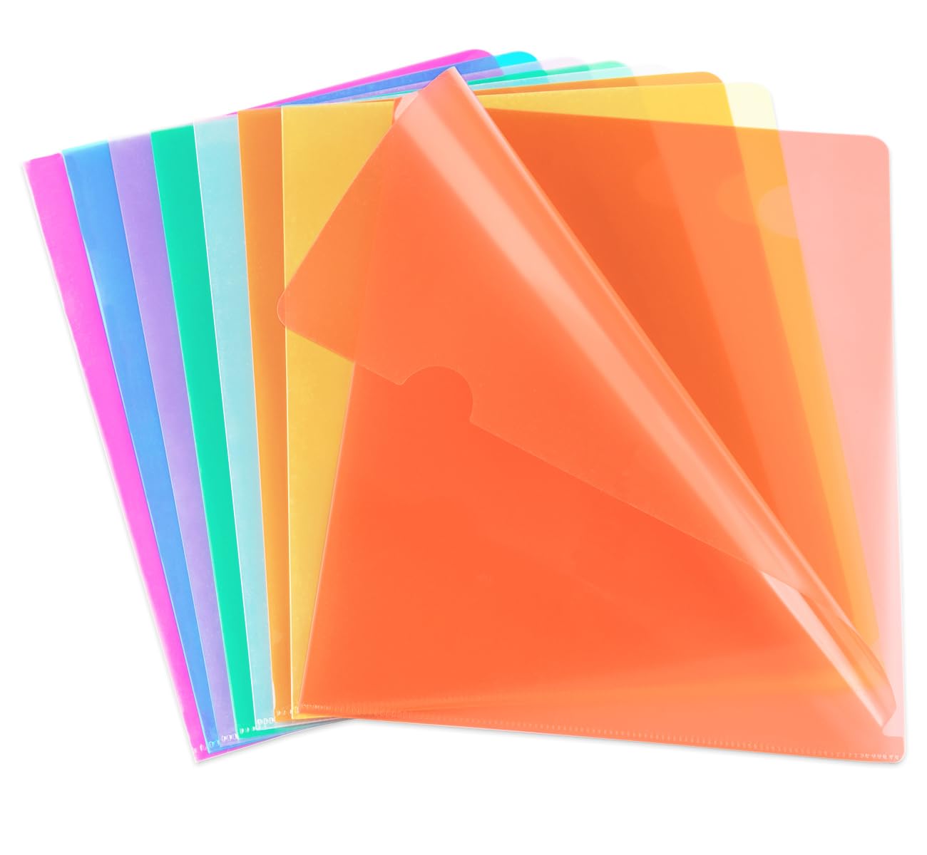 Clear Plastic Folders,42Pack A4 Plastic File Folders,8 Colored Plastic Wallets for File Paper,Transparent L-Type A4 Plastic Sleeves Wallets for Protection Files for Report,Project,Presentation