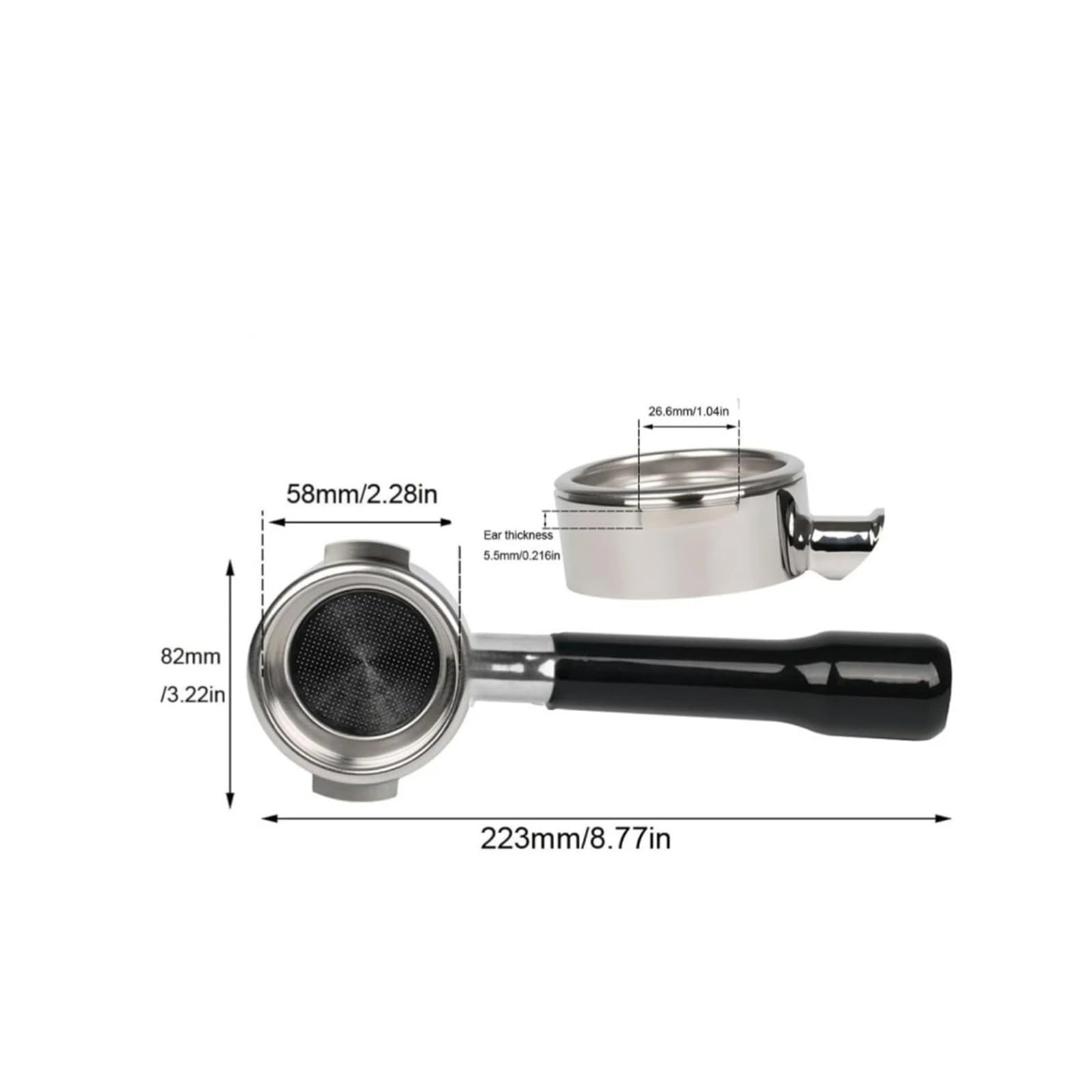 Compatible Con E61, Mango De Repuesto For Cafetera Portafiltro Desnudo Sin Fondo De 58mm
