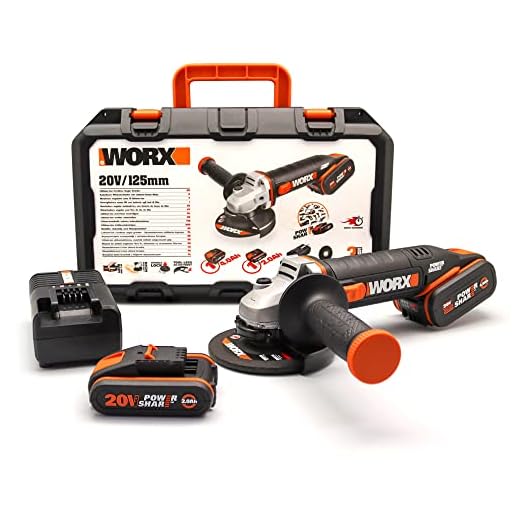 Mini amoladora a batería 125mm 20V 2Ah+4Ah WORX WX803