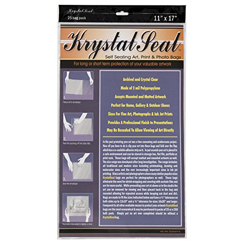 Image of Creative Mark Krystal Seal ATC Art and Photo Bags - Archival Polyethylene Sealing Bags for Paintings, Artwork and Photo Storage - 11 x 17- Pack of 25