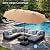 15ft Patio Umbrella, Double-Sided Outdoor Market Umbrella with Crank Handle and Base for Pool, Garden, Backyard, Lawn (15ft Beige W/O SolarLights)