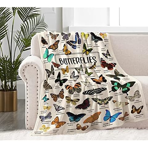 Butterfly Blanket for Boys Girls, Ultra Soft Butterfly Throw Blanket for Butterfly Lovers, Lightweight Cozy Teens Butterfly Gifts Blanket for Christmas Bed Couch Sofa 50x60in Cover