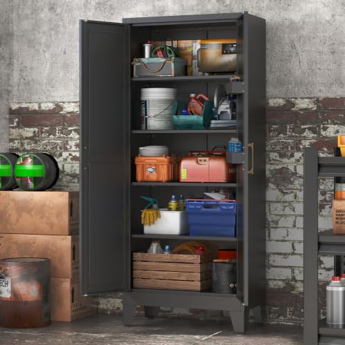 Kitchen Pantry Cabinet, Tall Metal Storage with Doors & Adjustable Shelves - image 7