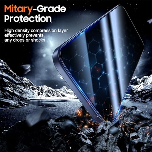 Image of UniqueMe 2 Pack for iPhone 17 Pro Privacy Screen Protector - [Military Grade Shatterproof & 9H+ Hardness] Privacy Screen 17 Pro Tempered Glass Full Coverage,Easy to install