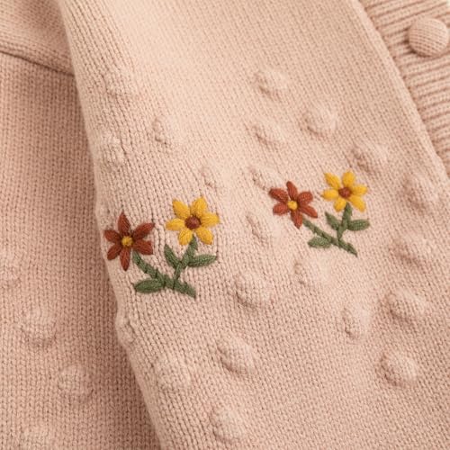 Simplee kids Toddler Sweater Little Girl Knitted Cardigan Flower Embroidery Coat for Spring and Fall3