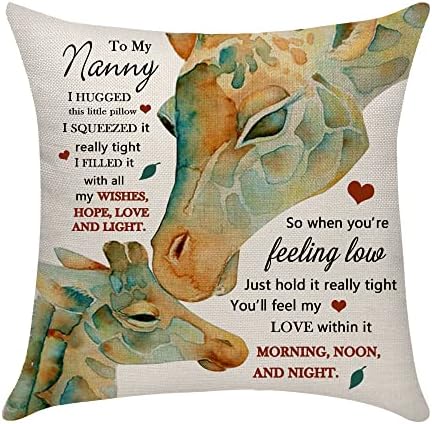 Nanny Gifts from Granddaughter Grandson Nanny Grandma Throw Pillow Cover Cushion Cover Hug Pillow Cover Birthday Gifts (nanny)