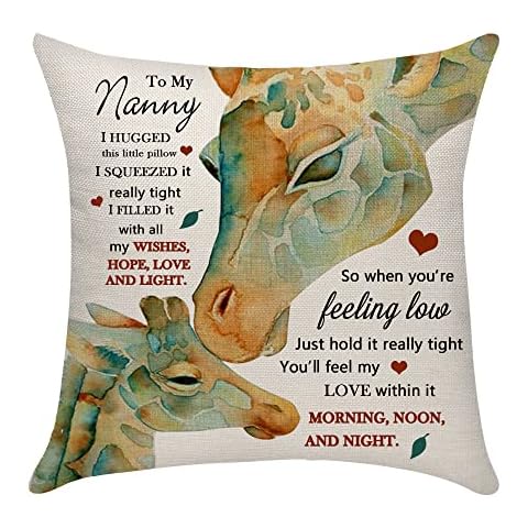 Nanny Gifts from Granddaughter Grandson Nanny Grandma Throw Pillow Cover Cushion Cover Hug Pillow Cover Birthday Gifts (nanny) Cover