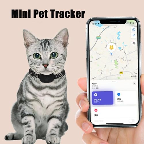 GPS Tracker Katze, Mini GPS Tracker für Hund, Verstellbarer Halsband, Kompatibel mit iOS und Android, Bluetooth Haustier Locator Wasserdicht (A).