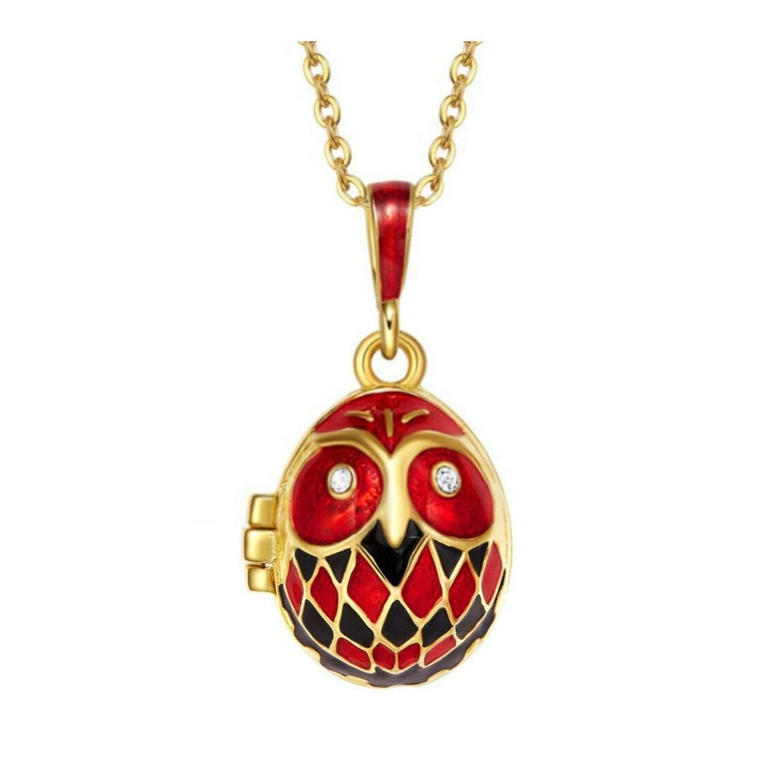 Pendentif Porte-bonheur Œuf Fabergé Style – Coccinelle Bleue Et Rouge
