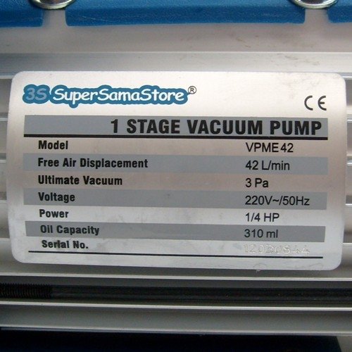 3S SuperSamaStore Vakuumpumpe 42 L/min mit Vakuumschalter, Magnetventil und Vakuummeter, Set Einstufige Vakuumpumpe für Kälte- und Klimatechnik mit 2 m Schlauch und Zubehör