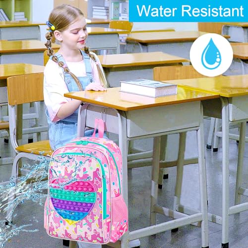 Image of CCJPX 3PCS Backpack for Girls, 16 inchKids Water Resistant Elementary Preschool Kindergarten School Bookbag with Lunch Box - Pink