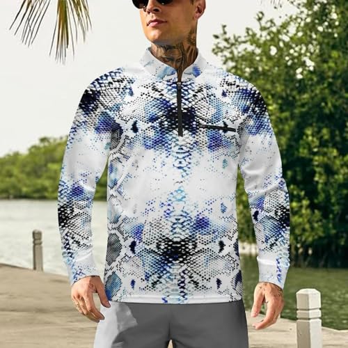 Mens Long Sleeve Mesh Fishing Shirts Watercolor Tie Dye Snake Skin Rash Guard Fishing Tshirt Sun Protection Tee2