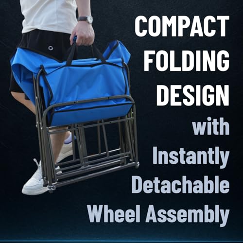 Beach Cart with 13" Balloon Wheels, Collapsible Wagon with Big Wheels for Sand, Adjustable Chair Racks Holds Up to 4 Folding Chairs, Pump Included