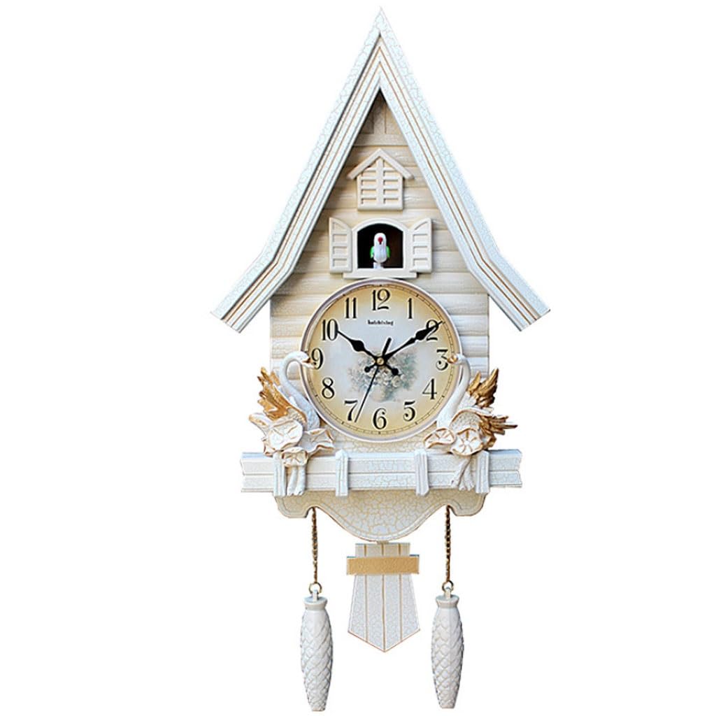 Cuckoo Clocks Wall Clock Decorative Boho Cute Time Wall Clock for Bedroom, Creative Quartz Movement Cuckoo Clock, Hand Carved Vintage Wall Decor, Easy Read (Color : B, Size : Arabic Dial)