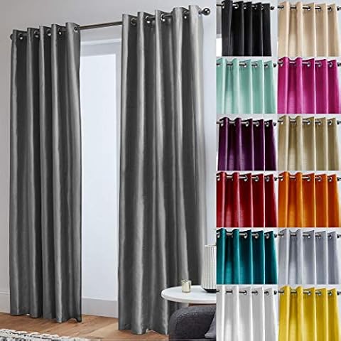 John Aird Grey Faux Silk Eyelet Curtains Cover