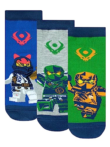 LEGO Ninjago Socken 3er Pack | Ninja Jungen Socken | Packung mit 3 Baumwollsocken für Jungen 27-30 cm