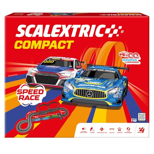 SCALEXTRIC - Circuito Compact - Pista de corridas completa - 2 carros incluídos - Escala 1:43 (circuito Compact Speed Race)