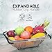 Alpine Cuisine Stainless Steel Over the Sink Colander Strainer 14x9.5 In with Expandable Handle Food Preparation | Space-Saving Kitchen Tools for Pasta Vegetables Fruits Cooking | Easy to Clean & Use