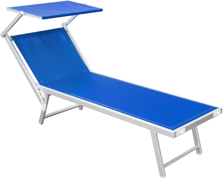 Lettino stabilimento pieghevole mare spiaggia leggero 190x61cm blu