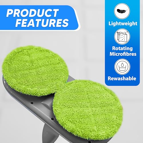 SyncTech Floating Mop - Spin mops for cleaning floors - Motorised Electric mop Cordless and rechargeable, Rotating head Microfibre mop, Long life Battery and Lightweight - Image 4