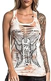 100 % Baumwolle. Affliction Damen Tank Top Angel City Weiß/Orange, S