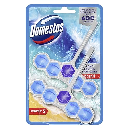 Domestos Power 5 Ocean Toilet Rim Blocks toilet freshener with a long-lasting fragrance clean and freshen for up to 300 flushes 2x 50 g