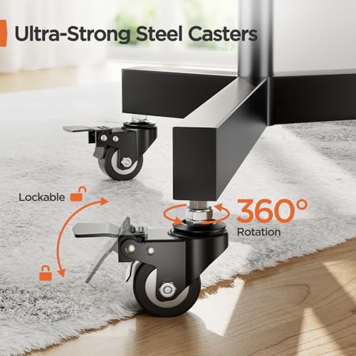 Perlegear TV Stand on Wheels for 32-85 Inch Screens up to 60kg, Height Adjustable Rolling TV Cart for LCD OLED 4K Flat/Curved Panels, Moblie Portable TV Stand with Lockable Wheels, Max VESA 600x400 - Image 6